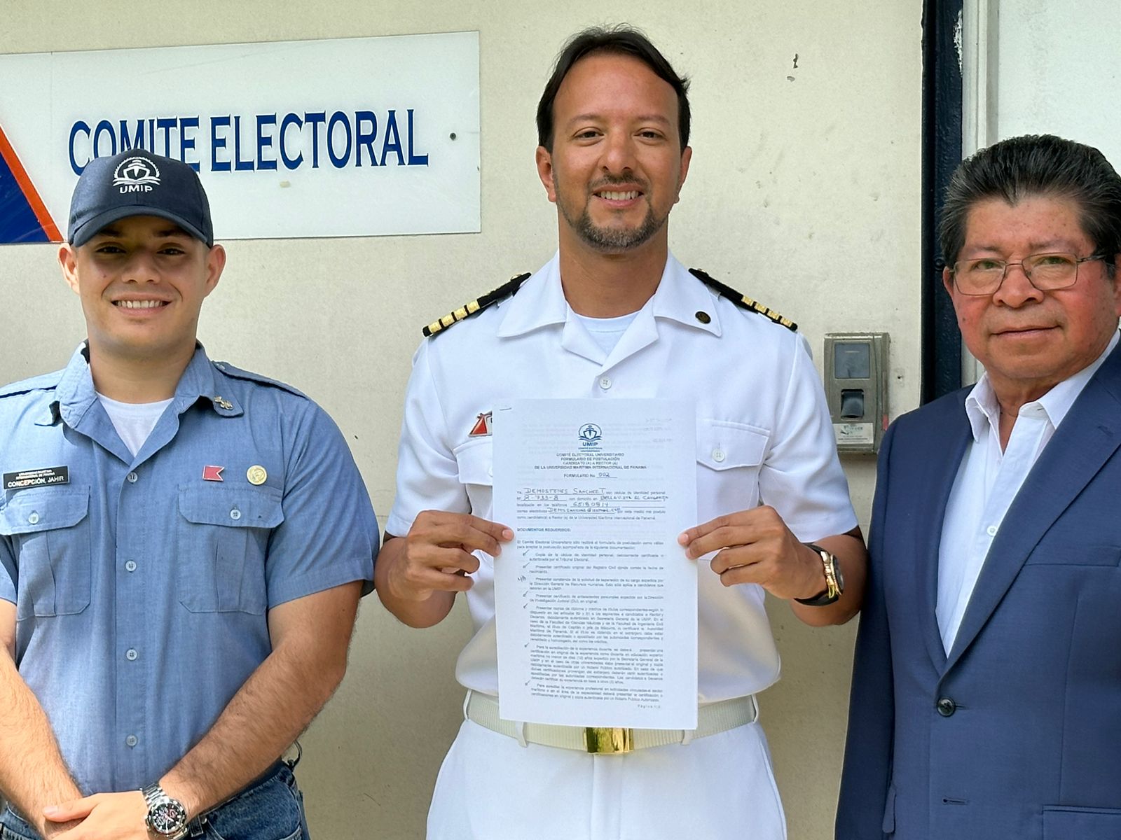 Capitán Demóstenes Sánchez inicia carrera para ser rector de la Universidad Marítima Internacional de Panamá.